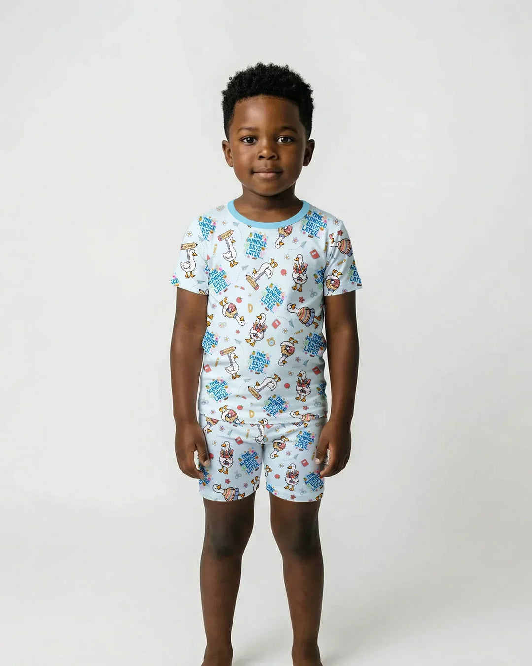 One Hundred Days Later Silly Goose Bamboo Two Piece Short Sleeve Shorts Pajama Set