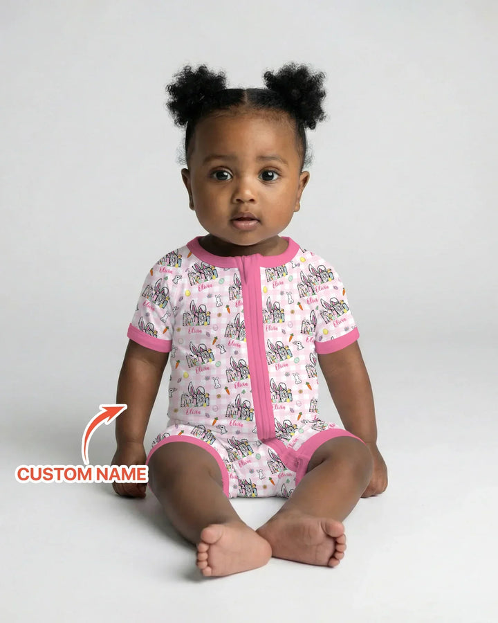 Custom Name Easter Family Matching Bamboo Shorty Zippy