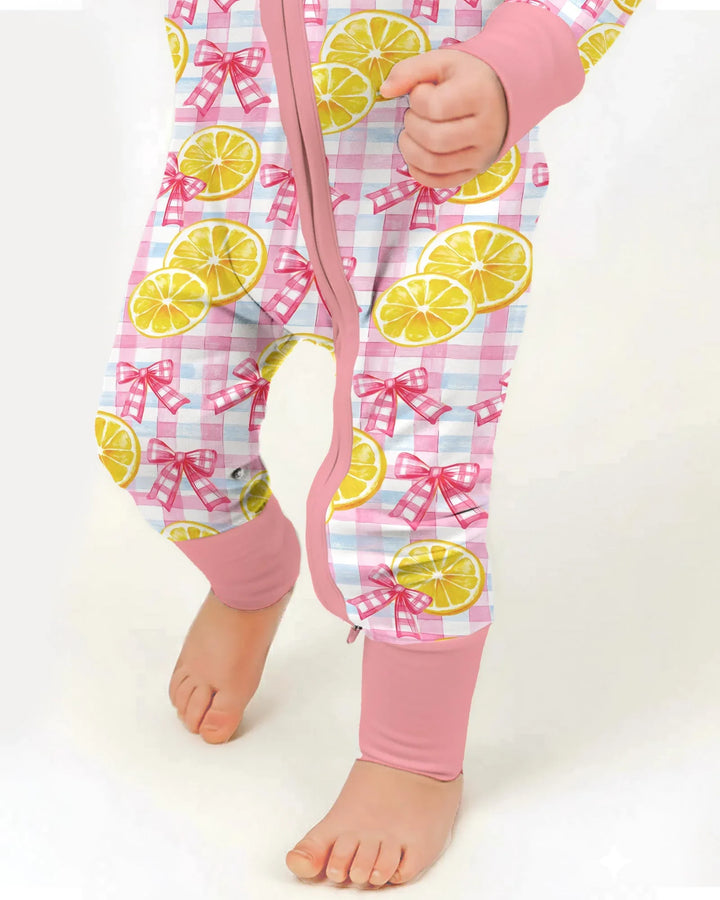 Pink Lemons Bows Checkered Bamboo Convertible Zippy