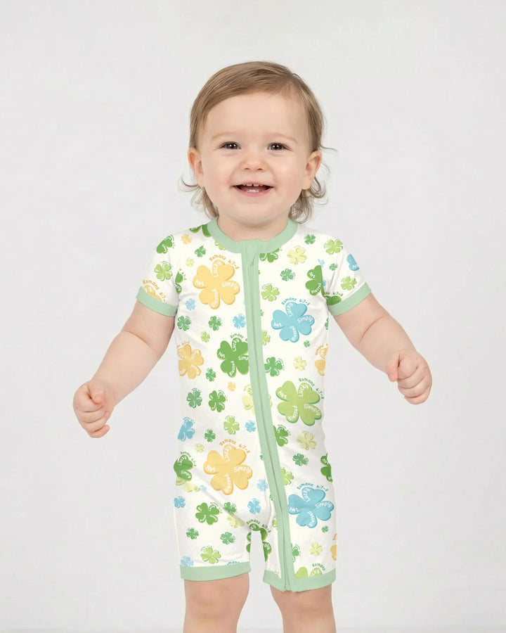 Shamrocks Print St. Patrick's Day Bamboo Shorty Zippy
