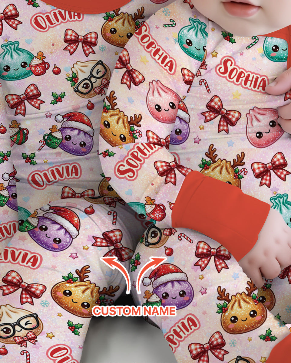 Custom Name Merry Christmas Dumpling Bamboo Convertible Zippy