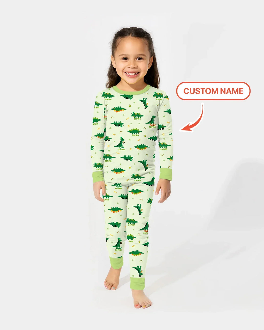 Lucky Dino Bamboo Two Piece Long Sleeve Pajama Set