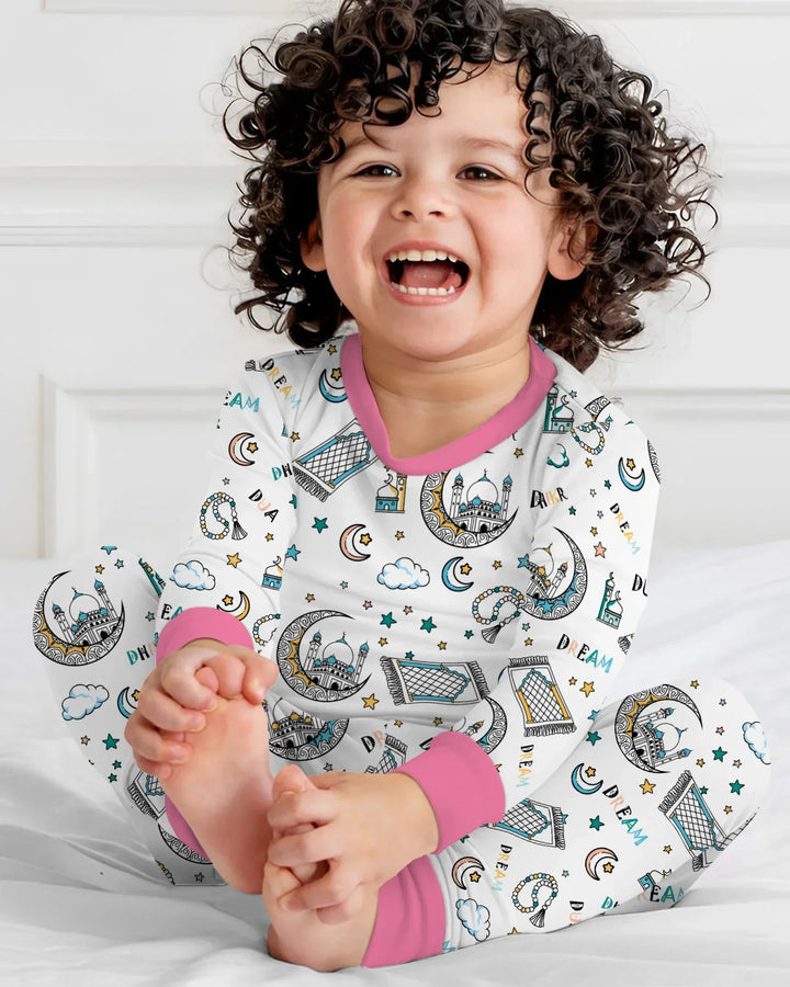 Dua, Dhikr, Dream Matching Family Bamboo Two Piece Long Sleeve Pajama Set