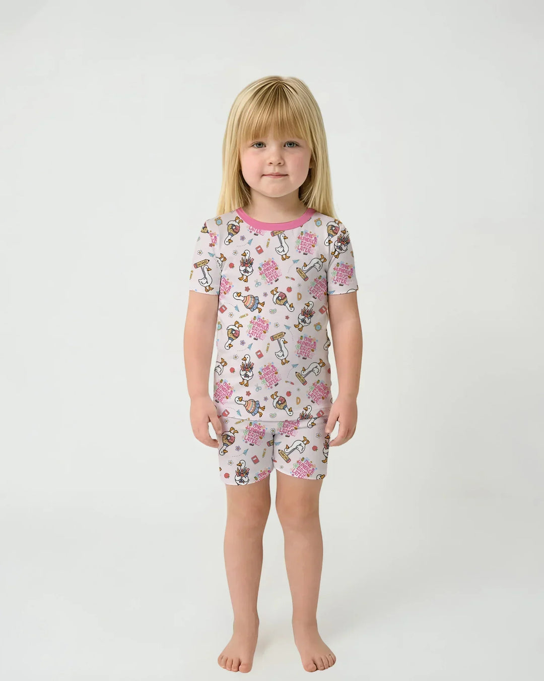 One Hundred Days Later Silly Goose Bamboo Two Piece Short Sleeve Shorts Pajama Set
