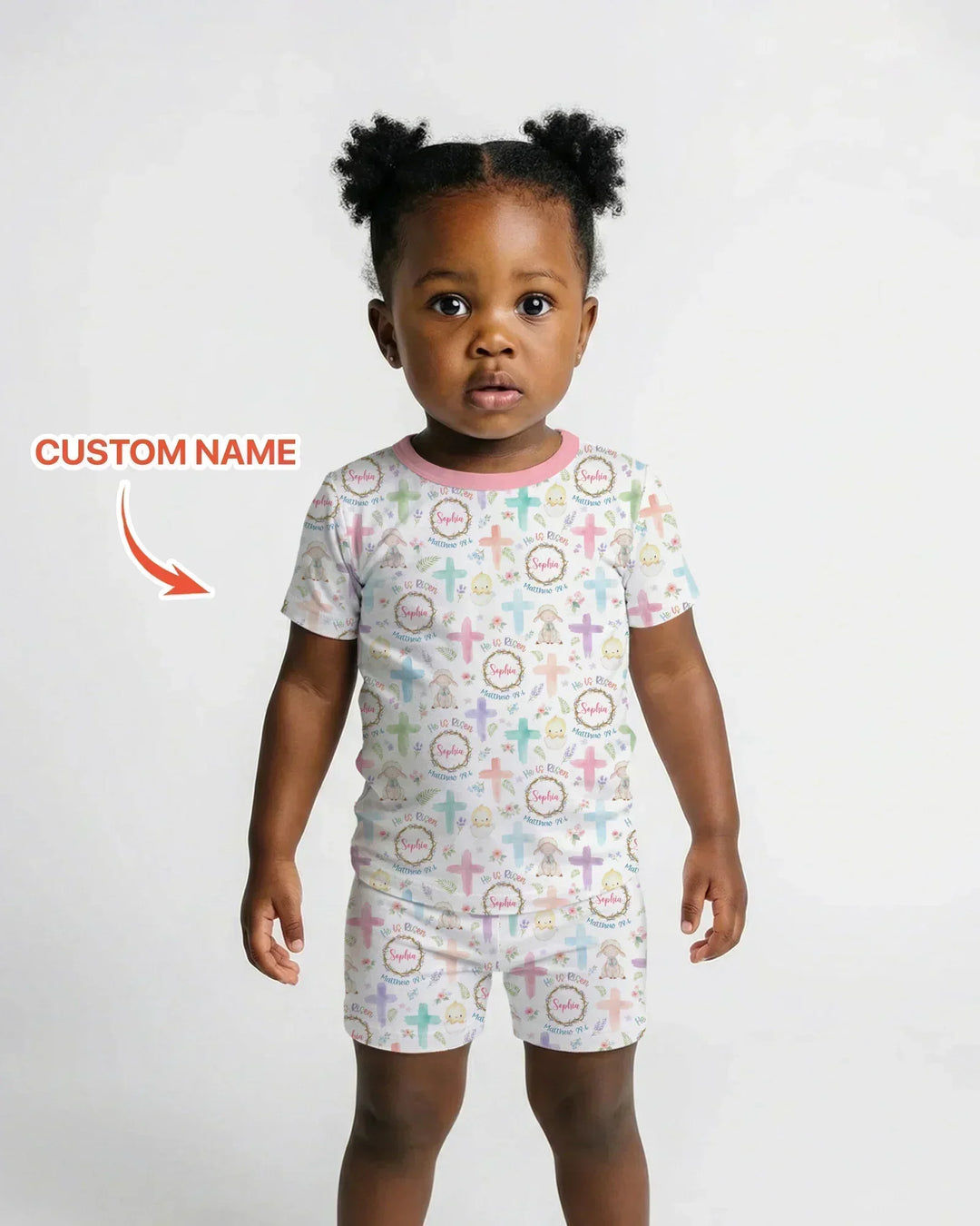 He Is Risen Personalized Bamboo Two Piece Short Sleeve Shorts Pajama Set