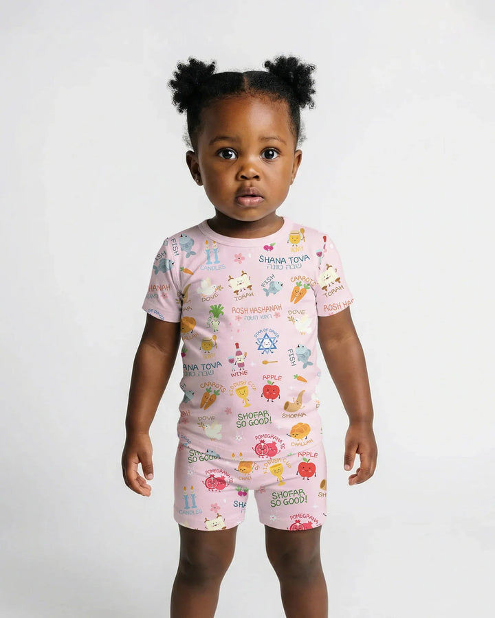 Family Rosh Hashanah Matching Bamboo Two Piece Short Sleeve Shorts Pajama Set