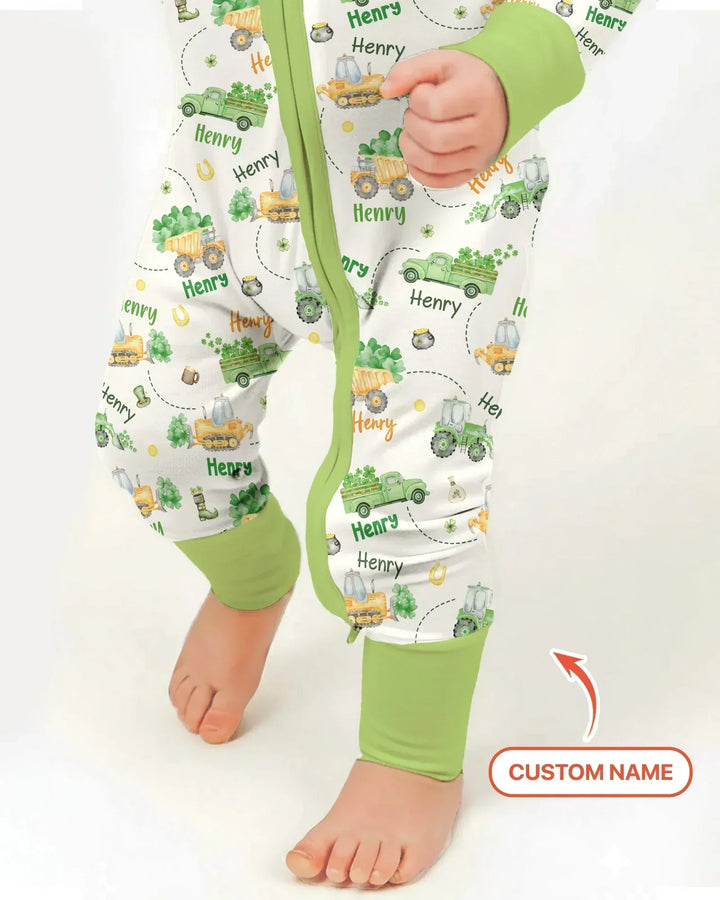 Construction St. Patrick's Day Custom Name Bamboo Convertible Zippy