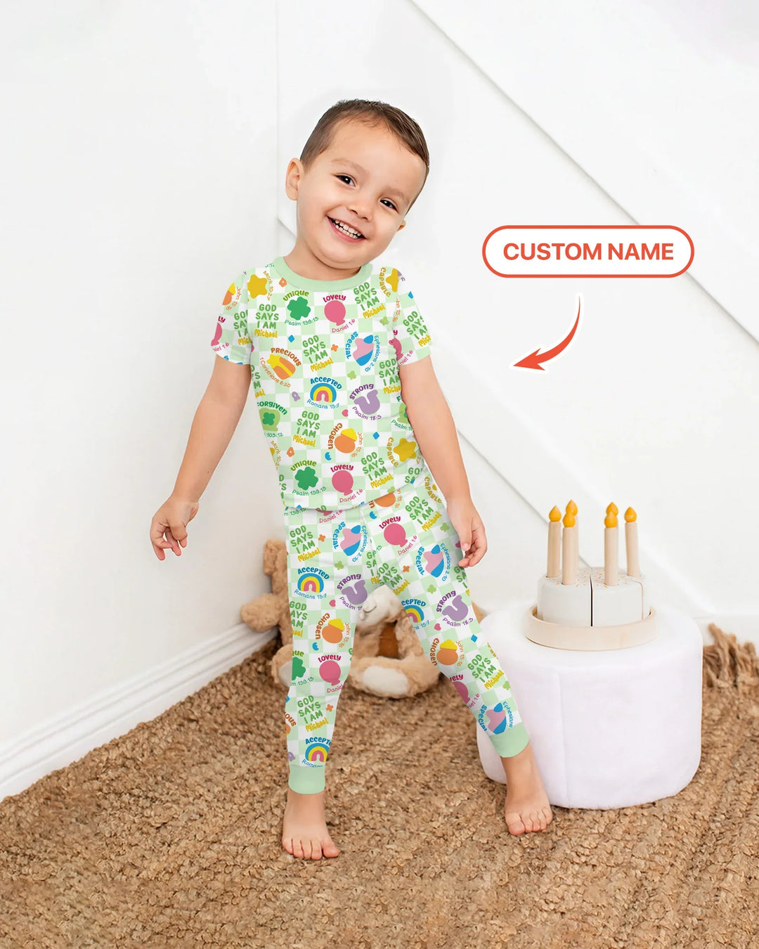 God Says I Am St. Patrick’s Day Custom Name Family Matching Bamboo Two Piece Short Sleeve Pajama Set