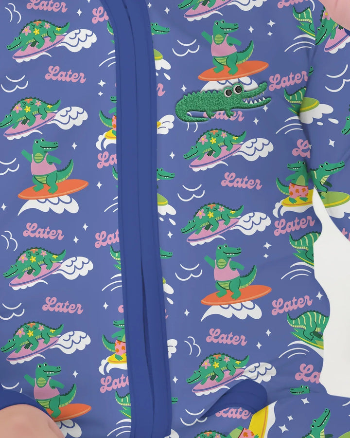 Embroidered Summer Alligator Bamboo Convertible Zippy