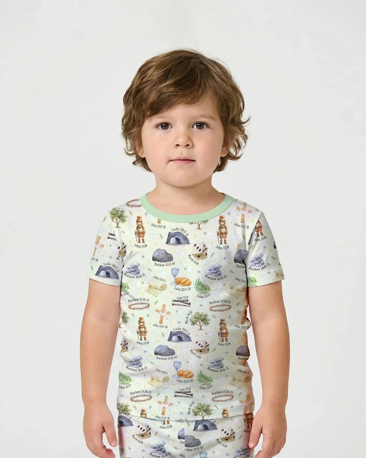 He Is Risen Family Matching Bamboo Two Piece Short Sleeve Shorts Pajama Set