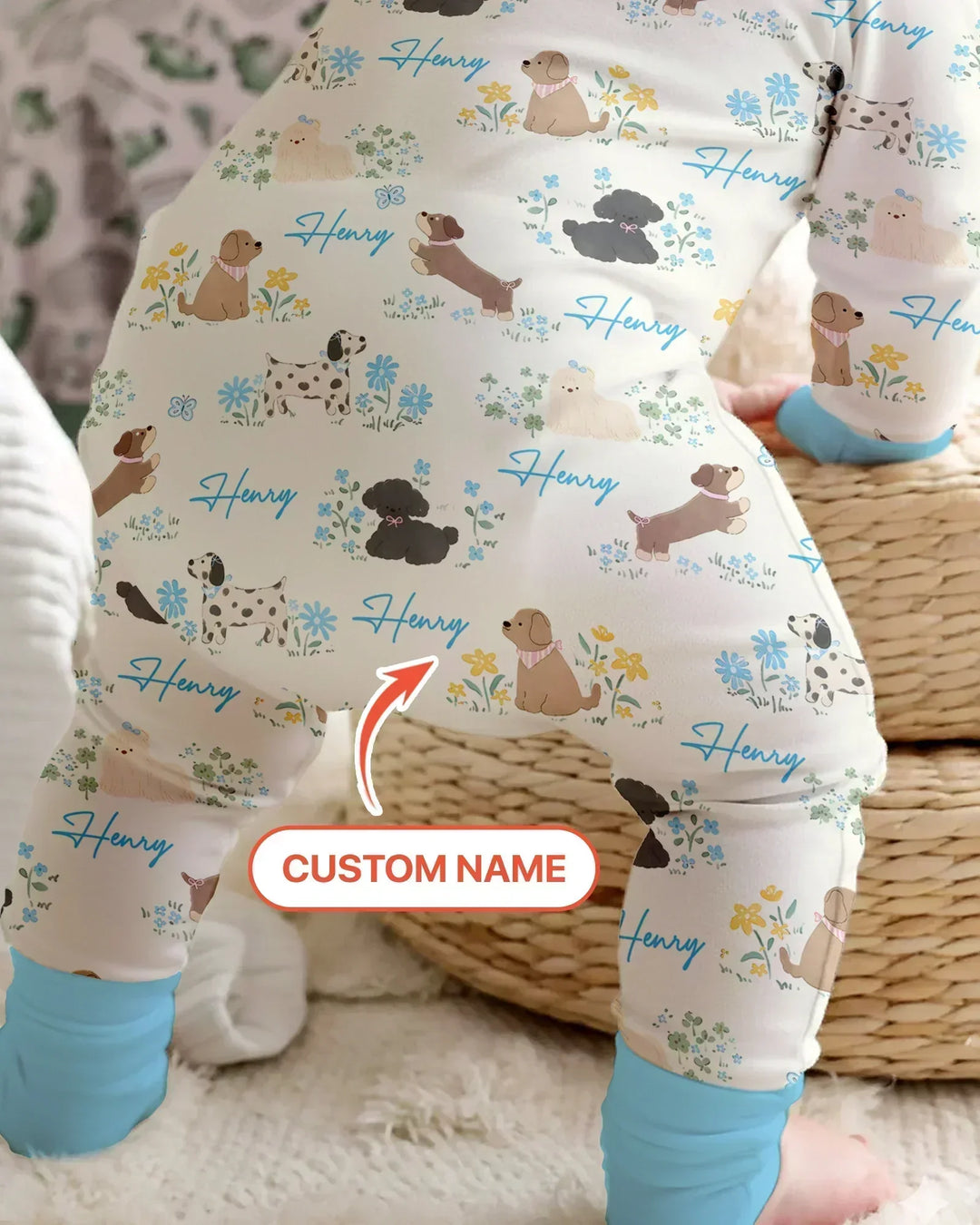 Custom Name Flower Dogs Bamboo Convertible Zippy