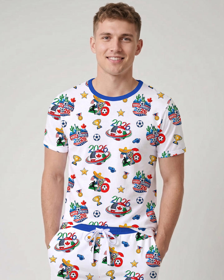 World Soccer North America 2026 Family Matching Bamboo Men Short Sleeve Short Pajama Set