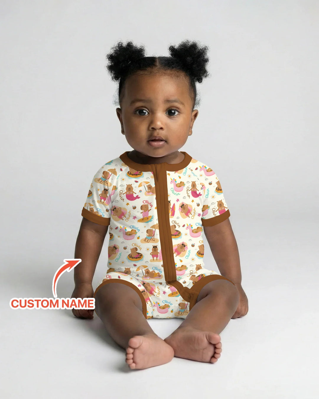 Don't Worry, Be Capy Custom Name Bamboo Shorty Zippy