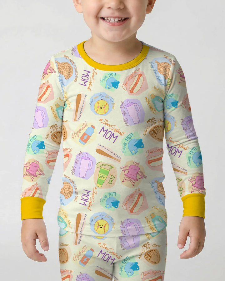 SoftBall Mom Saves The Days Two Piece Long Sleeve Pajama Set
