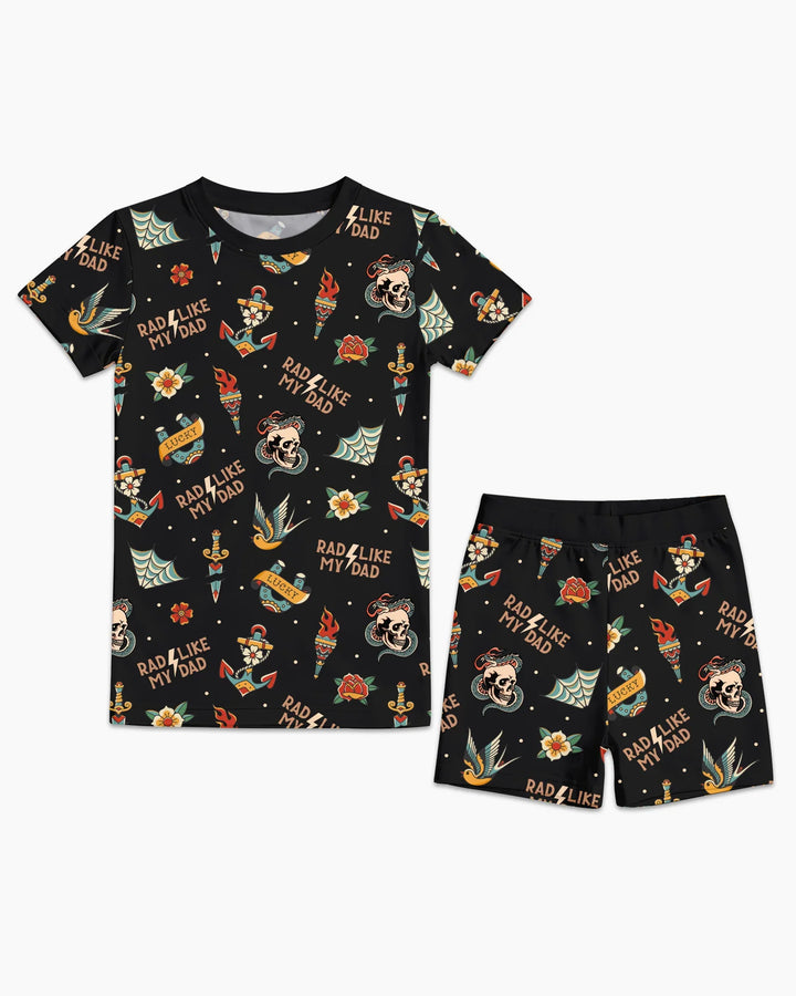 Rad Dad Society Daddy & Me Matching Bamboo Two Piece Short Sleeve Shorts Pajama Set