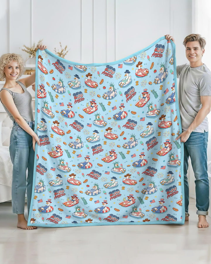 250 America Patriotic Goose Family Matching Bamboo Blanket