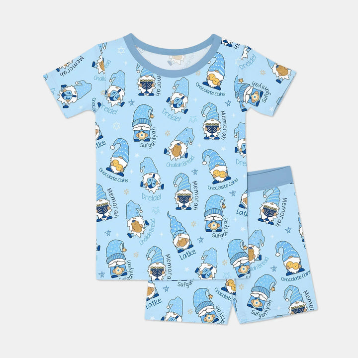 Happy Hanukkah Matching Family Two Piece Short Sleeve Shorts Pajama Set , Happy Hanukkah Matching Family Two Piece Short Sleeve Shorts Pajama Set - 12-18M / Girl