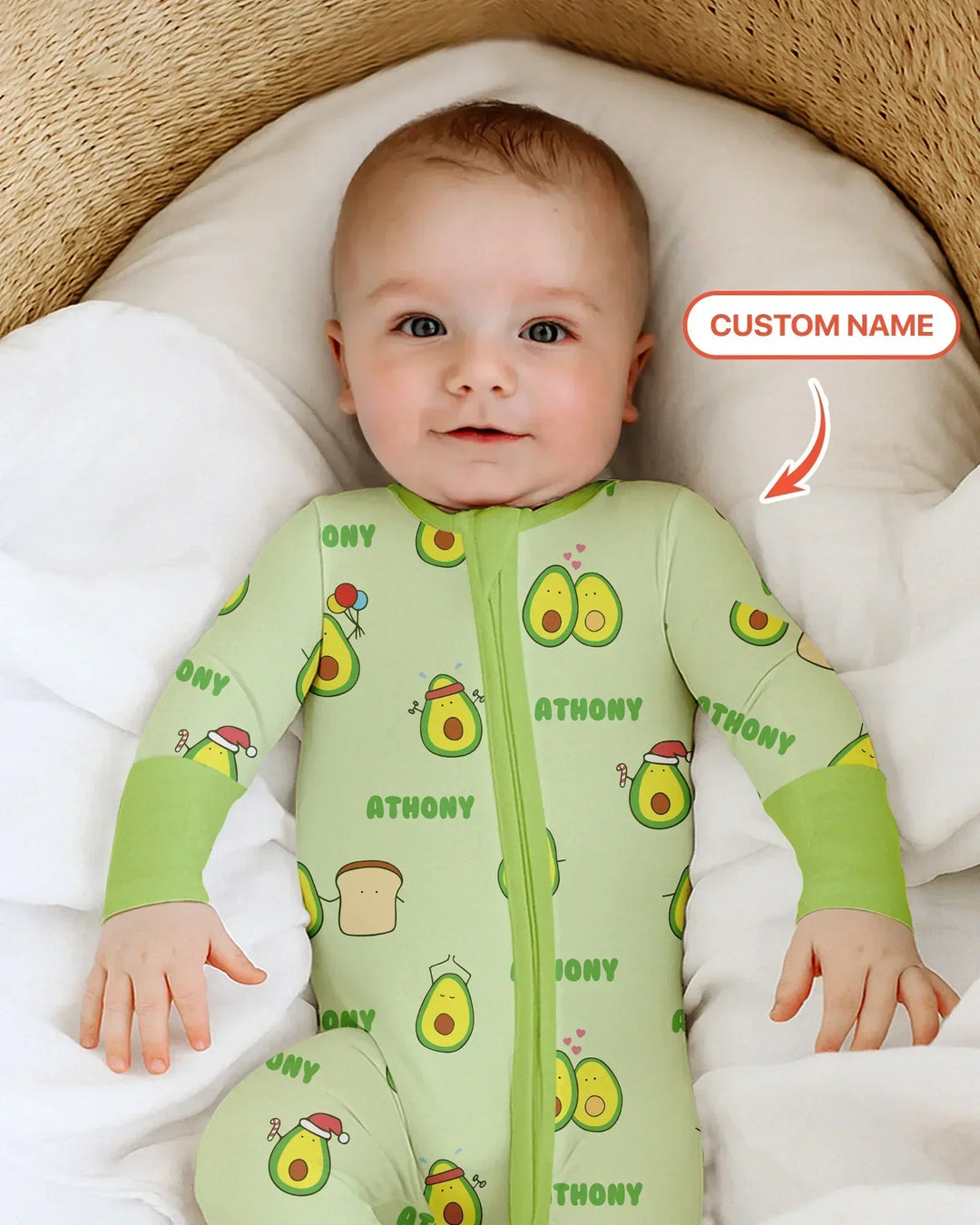 Custom Name Cute Avocado Bamboo Convertible Zippy