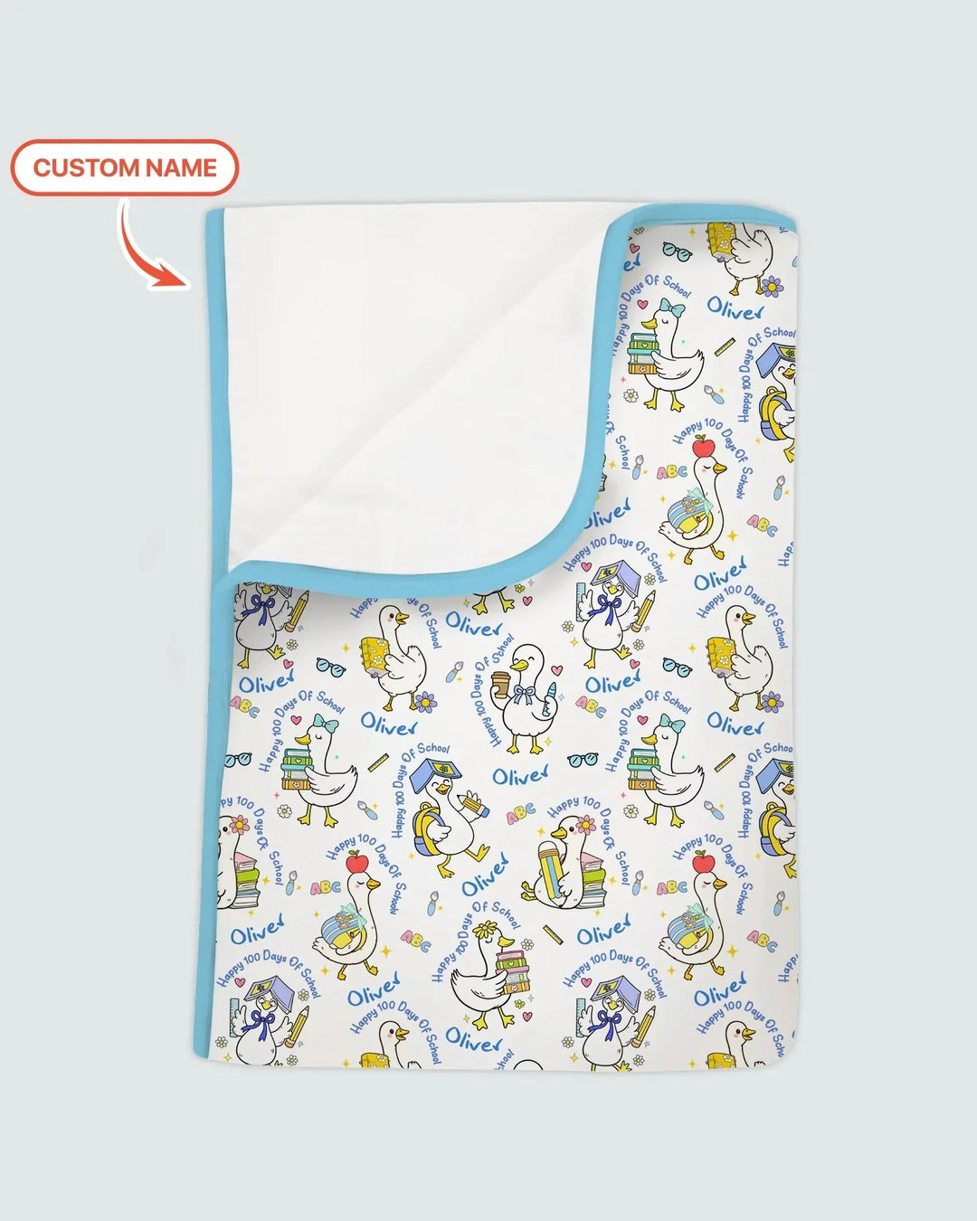 Custom Name Goose Happy 100 Days Of School Bamboo Blanket