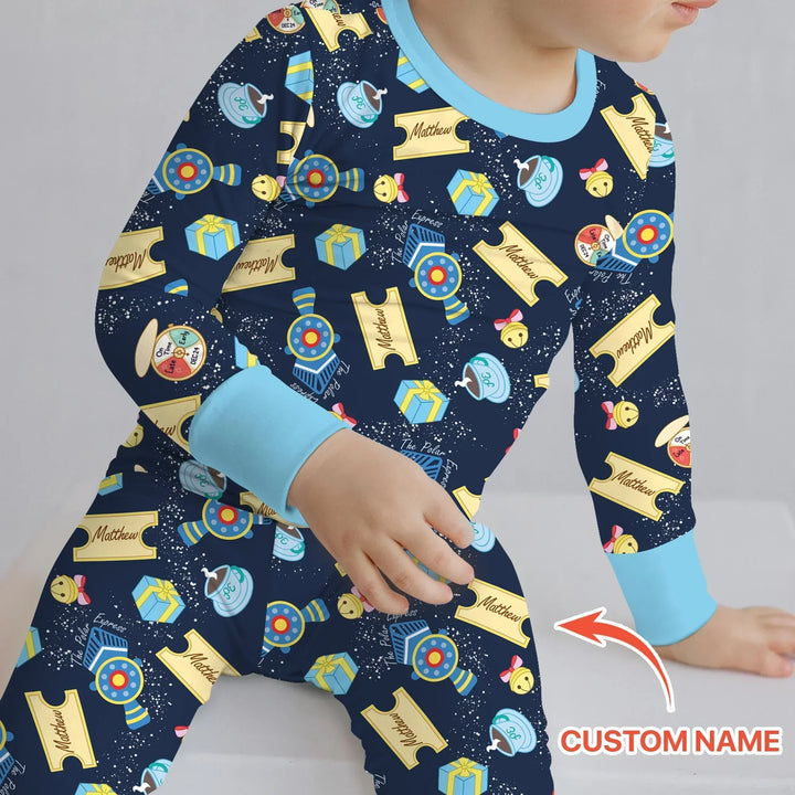 Express Train Christmas Bamboo Two Piece Long Sleeve Pajama Set