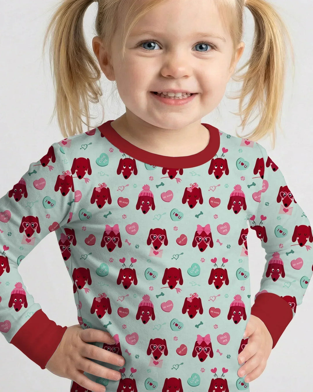 Dachshund Is My Valentine Bamboo Two Piece Long Sleeve Pajama Set