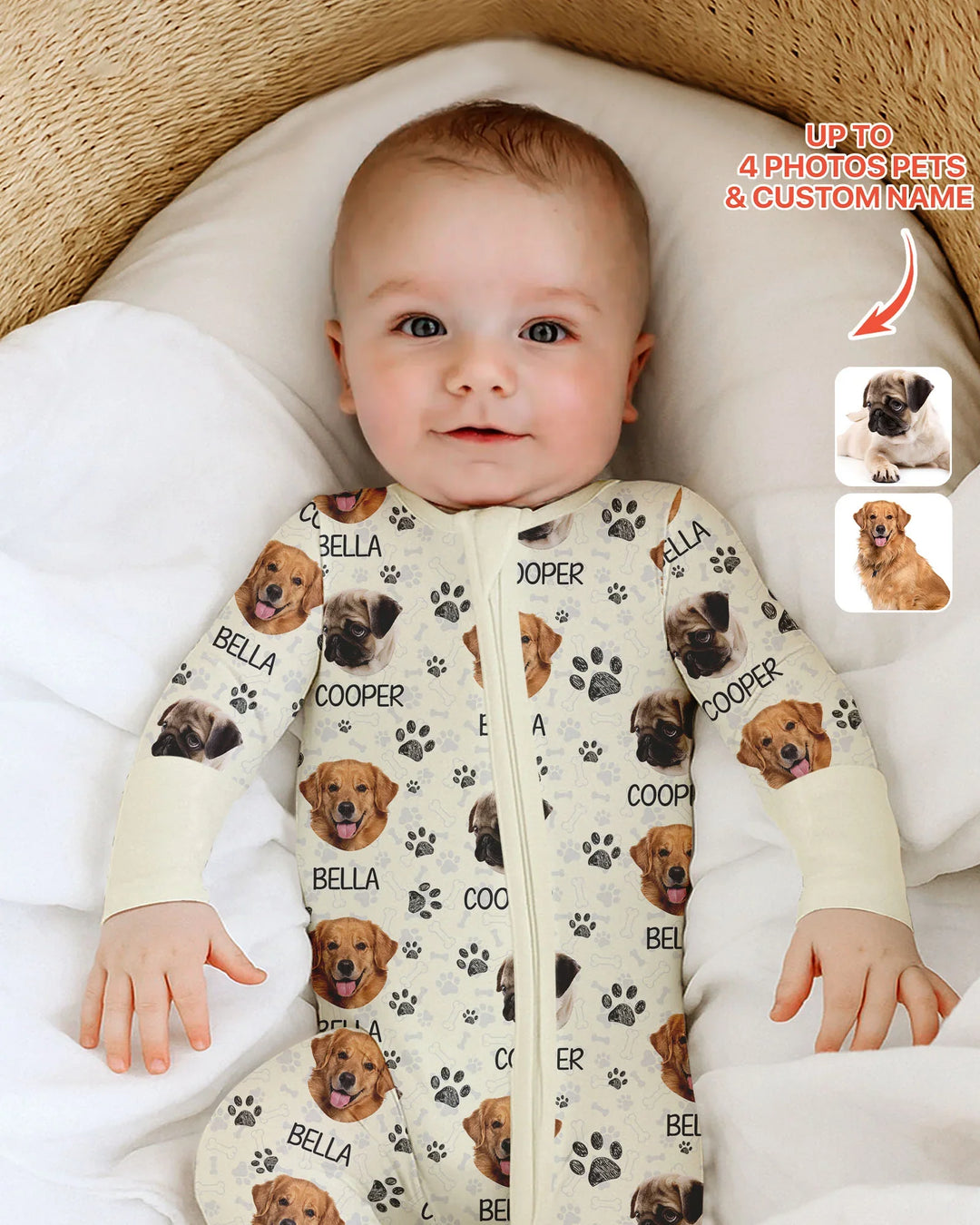 Custom Dog Photo With Paw Bamboo Convertible Zippy