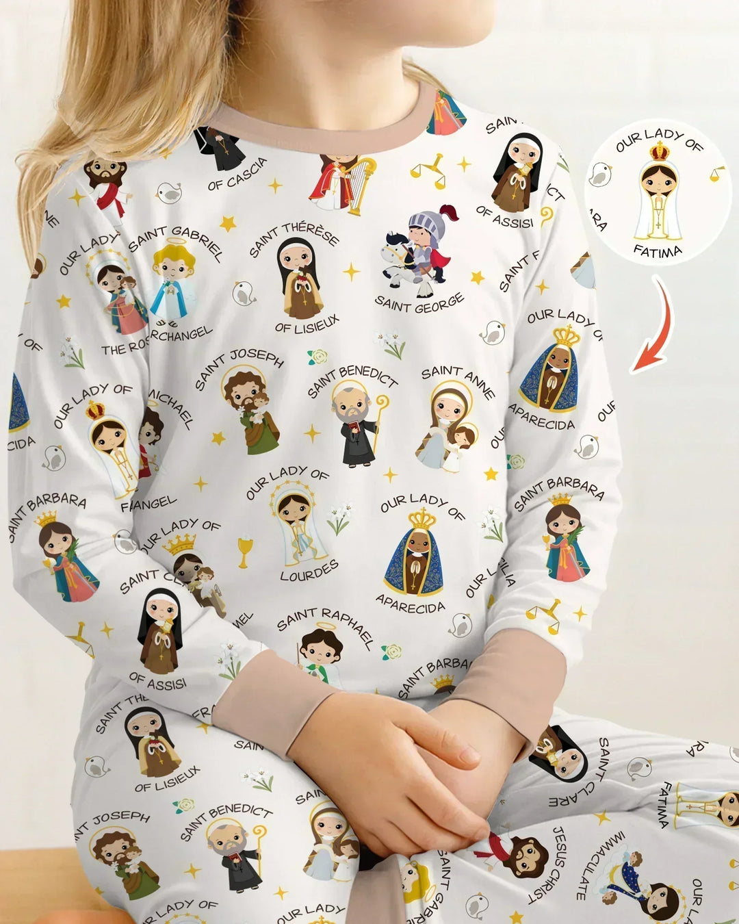 Pray For Us Family Matching Bamboo Two Piece Long Sleeve Pajama Set