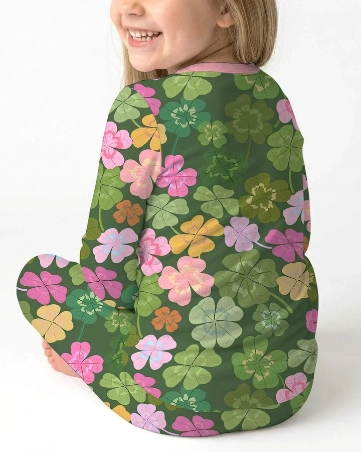 Lucky 4 Leaf Clover Bamboo Two Piece Long Sleeve Pajama Set
