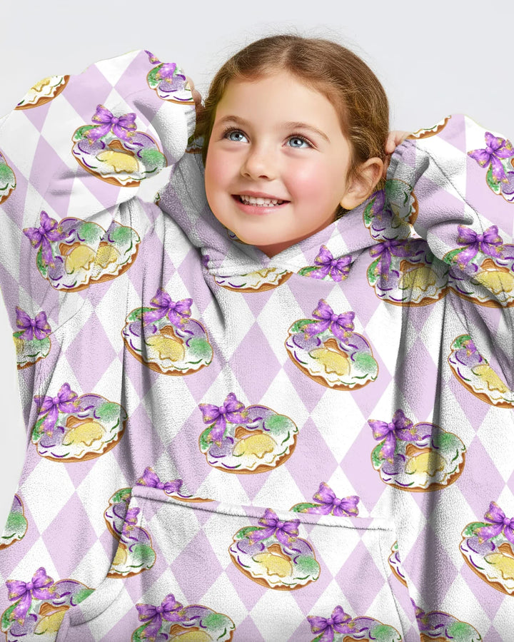 Mardi Gras Donut Wearable Bamboo Blanket Hoodie