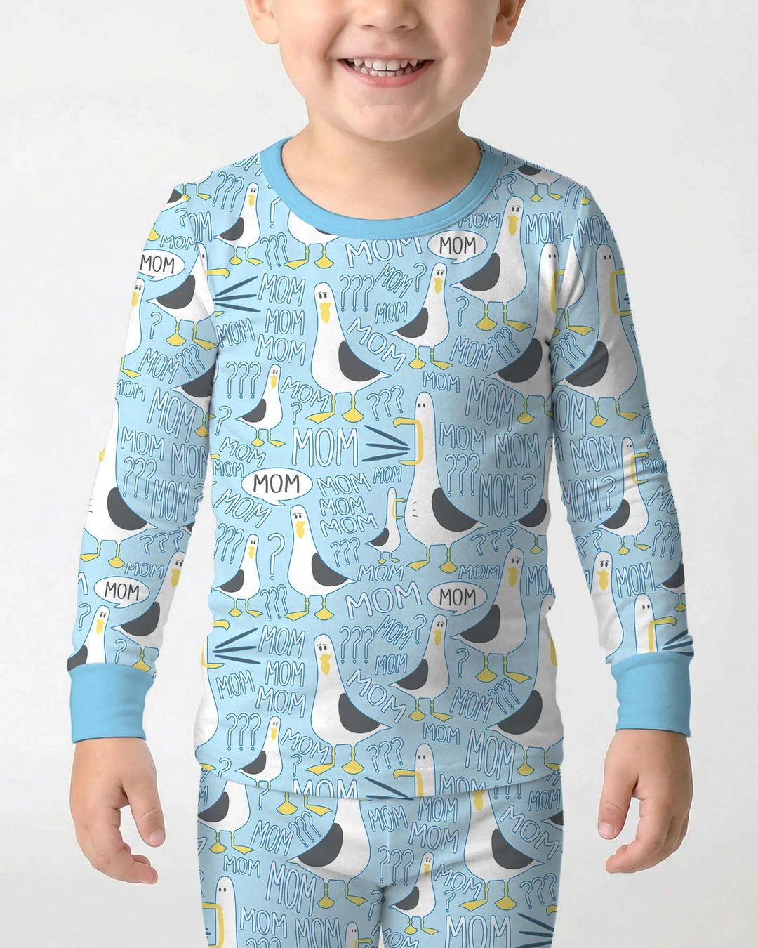 Funny Seagull MOM Two Piece Long Sleeve Pajama Set