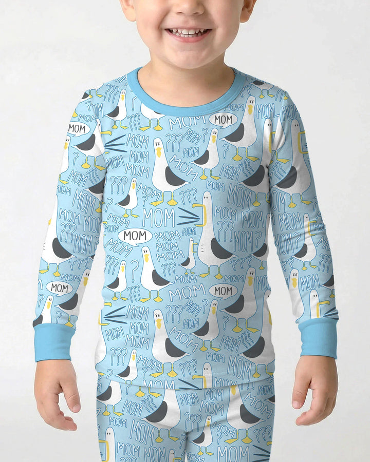 Funny Seagull MOM Two Piece Long Sleeve Pajama Set
