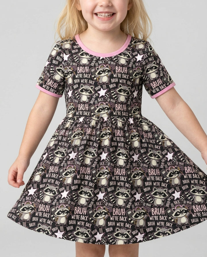 Bruh We're Back Raccoon Bamboo Twirl Dress