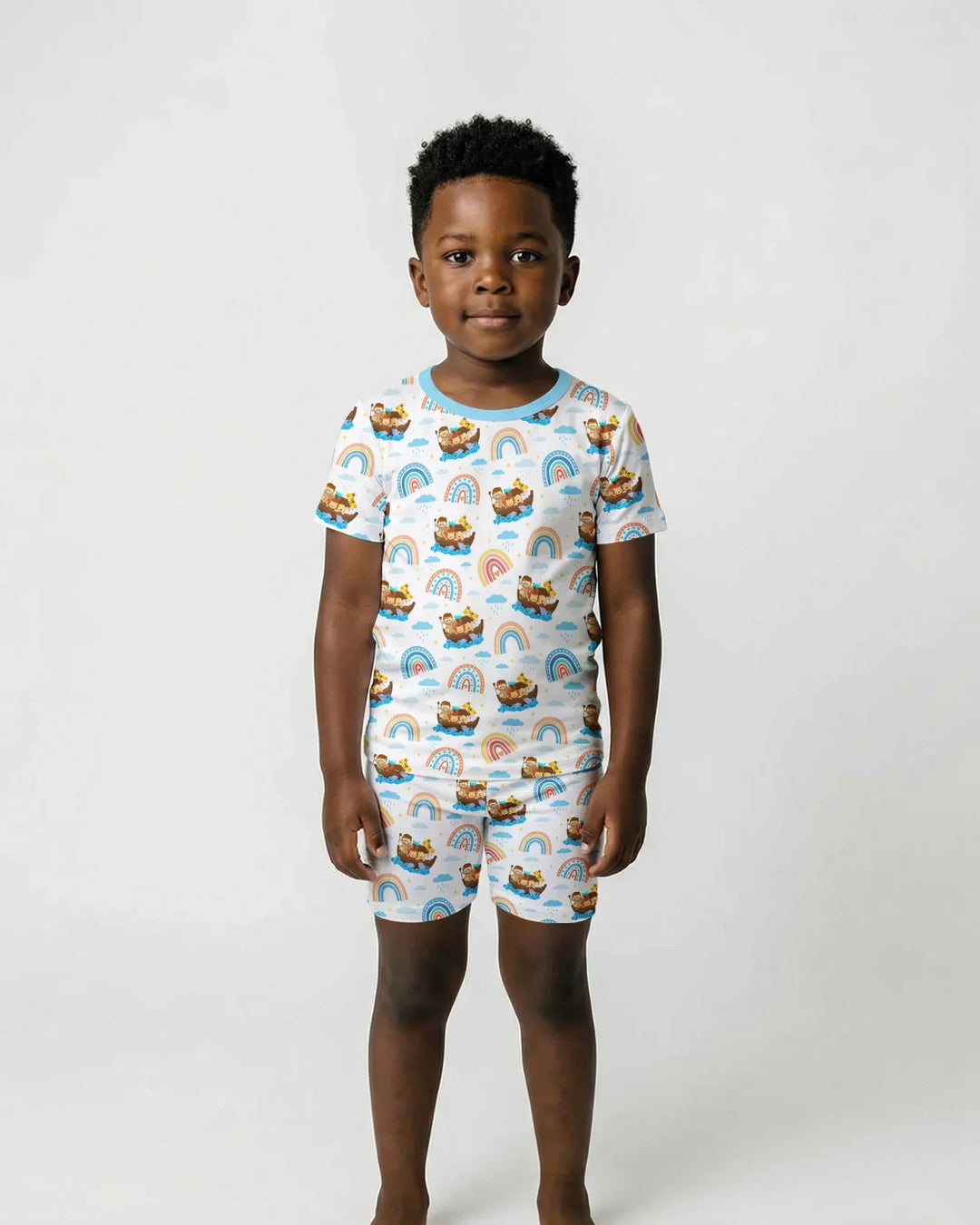 Noah’s Ark & God’s Rainbow Promise Two Piece Short Sleeve Shorts Pajama Set