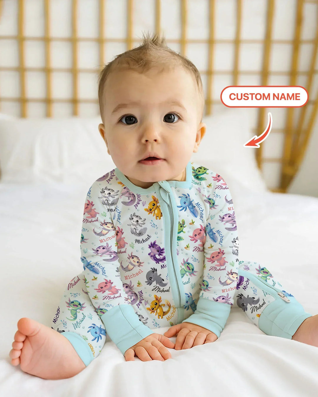 I Love You Axolotl Custom Name Bamboo Convertible Zippy