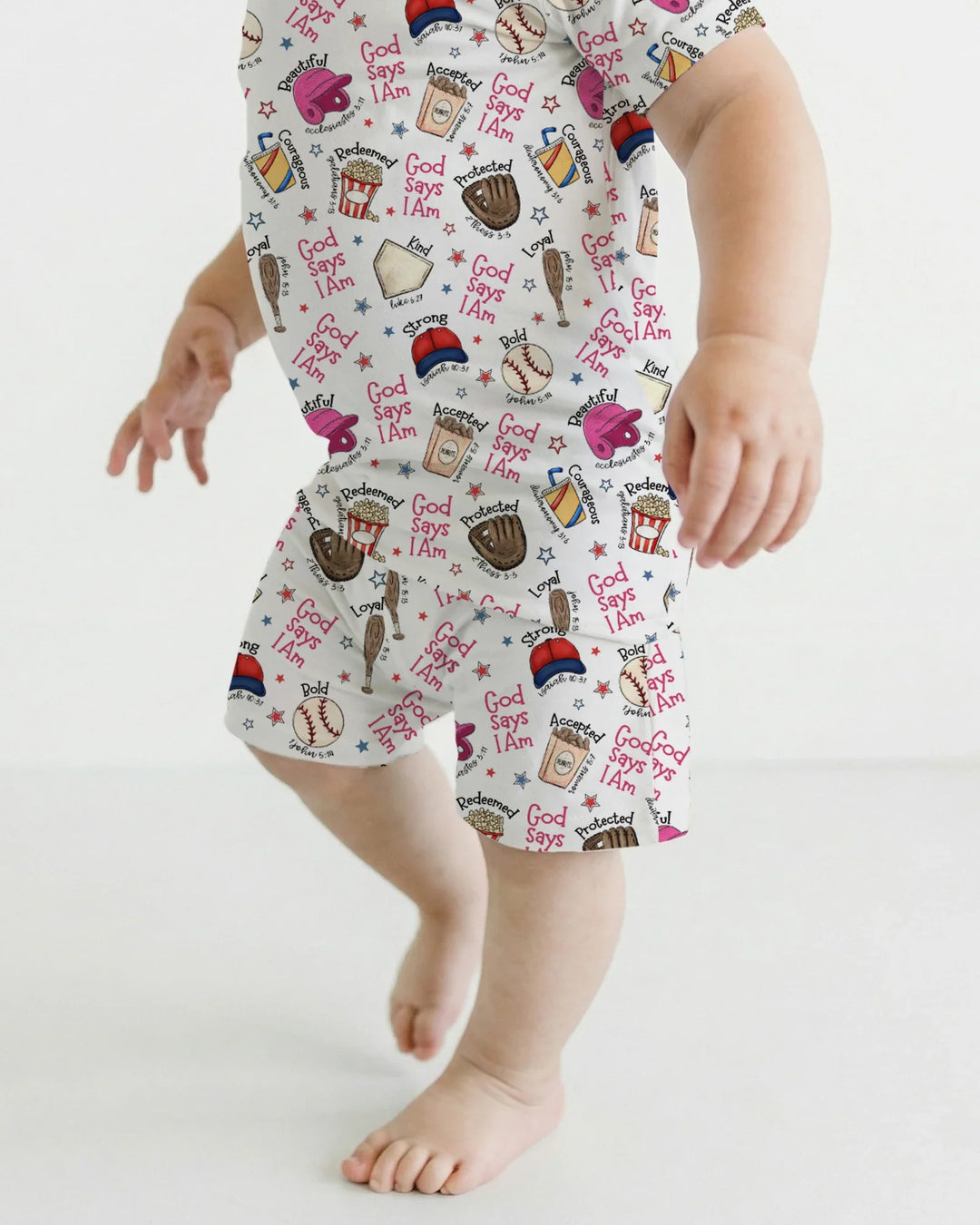 Christian Baseball Bamboo Two Piece Short Sleeve Shorts Pajama Set