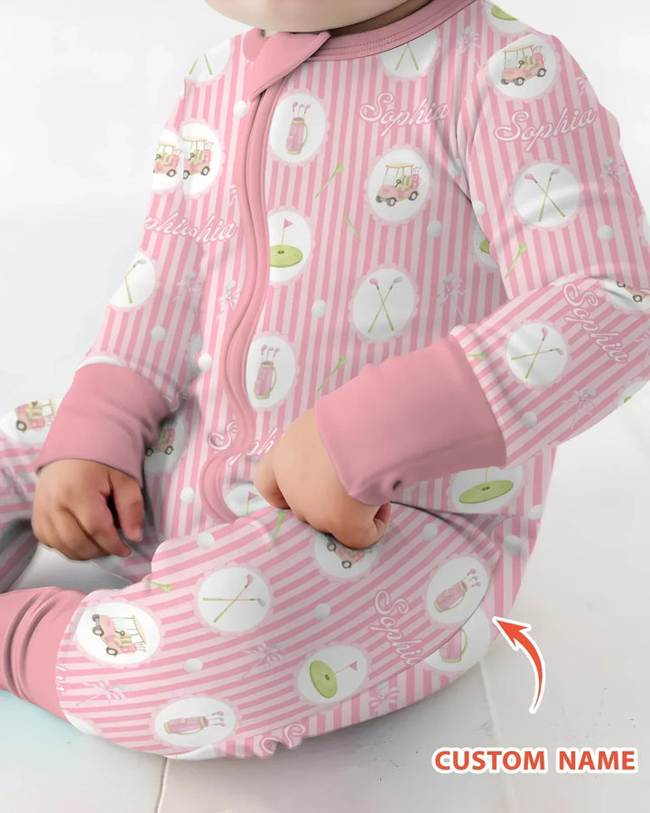 Custom Name Pink Golf Girl Bamboo Convertible Zippy