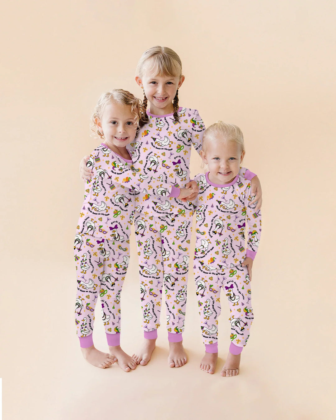 Mardi Gras Silly Goose Bamboo Two Piece Long Sleeve Pajama Set