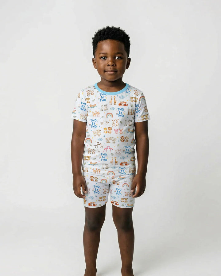 Two By Two Bamboo Two Piece Short Sleeve Shorts Pajama Set