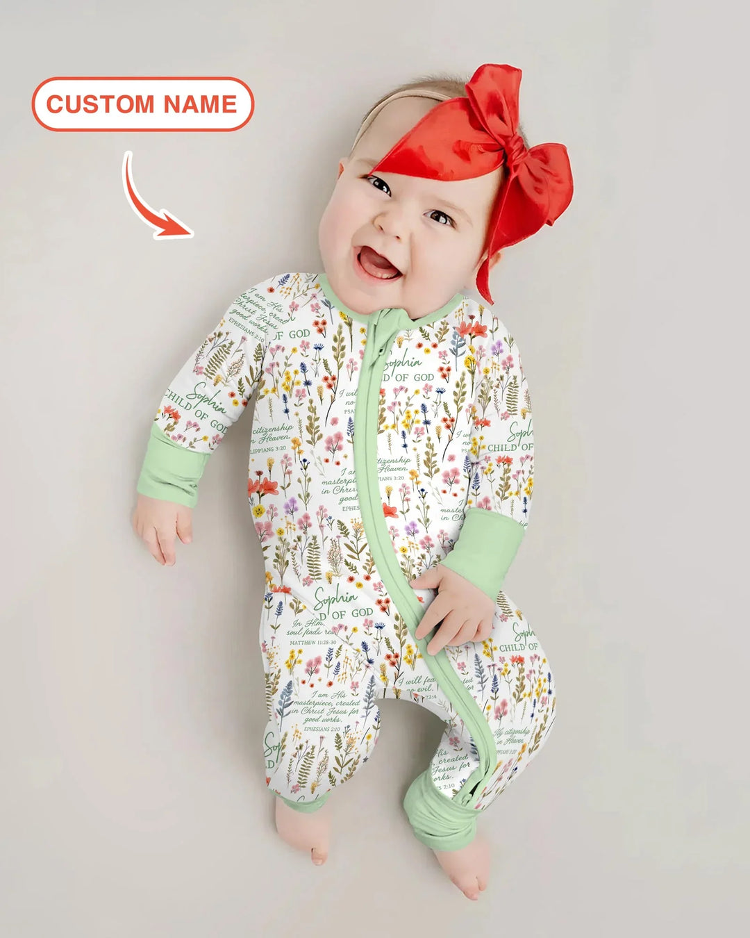 Custom Name Child of God Flower Garden Bamboo Convertible Zippy