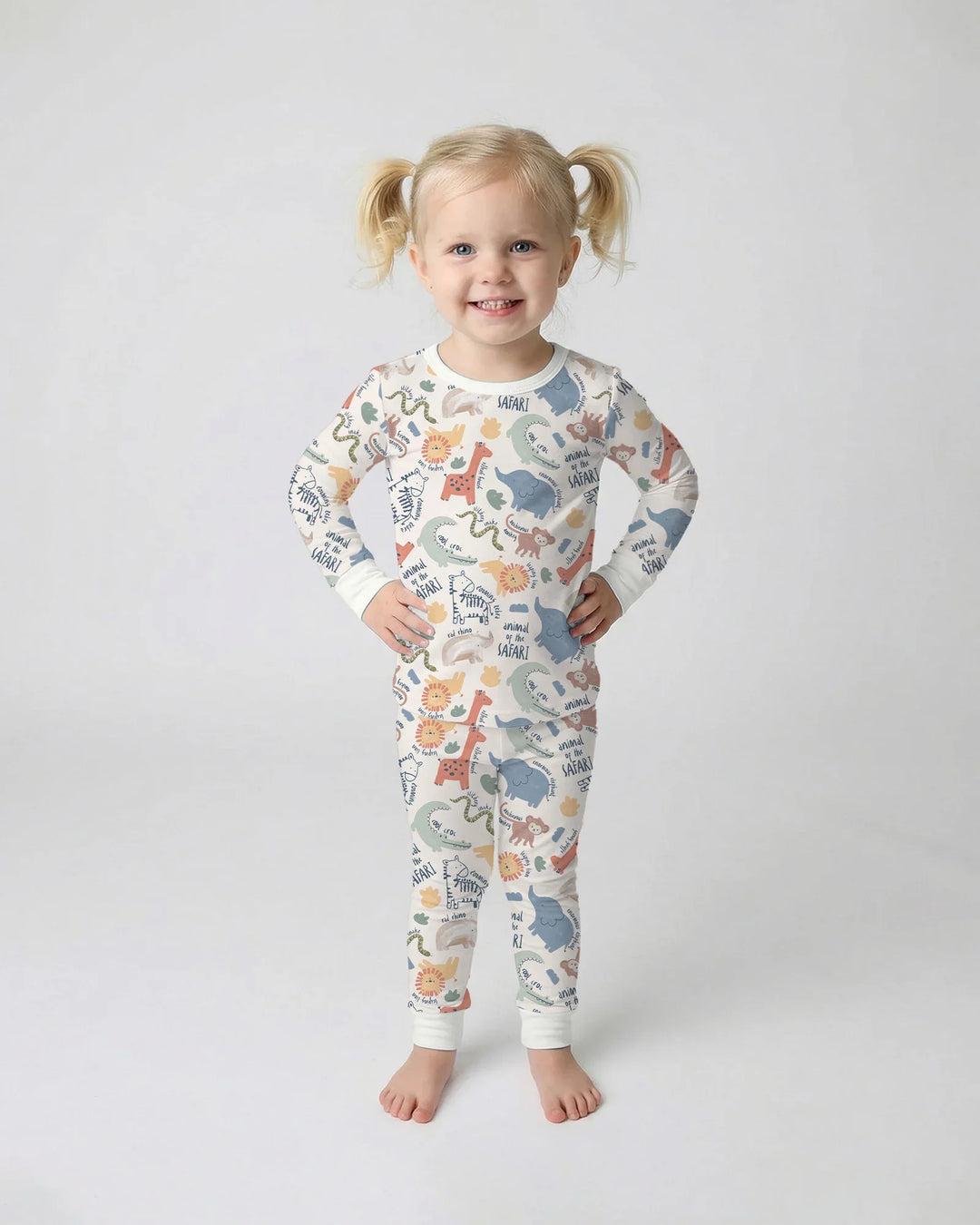 Funny African Animals Bamboo Two Piece Long Sleeve Pajama Set