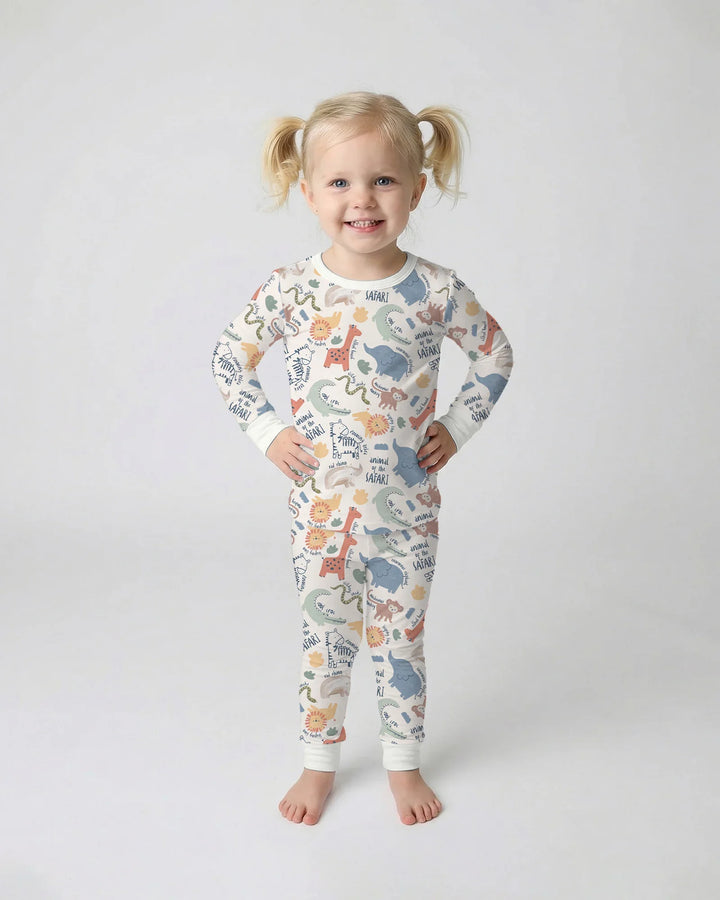 Funny African Animals Bamboo Two Piece Long Sleeve Pajama Set