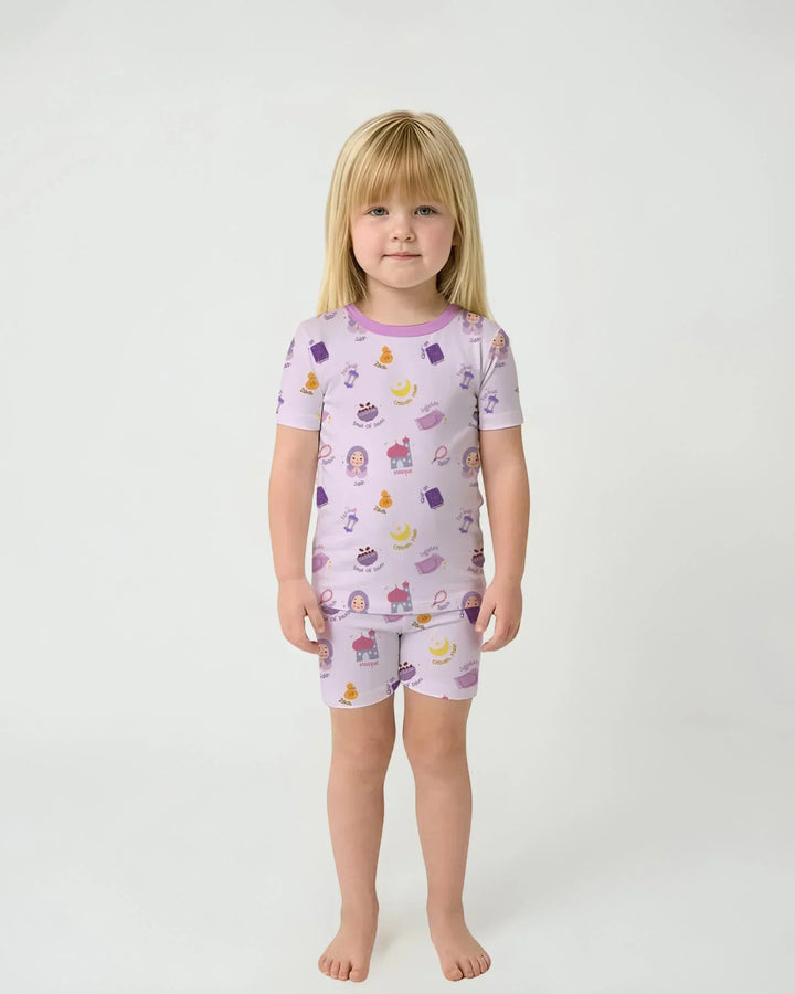 Cute Ramadhan Mubarak Bamboo Two Piece Short Sleeve Shorts Pajama Set