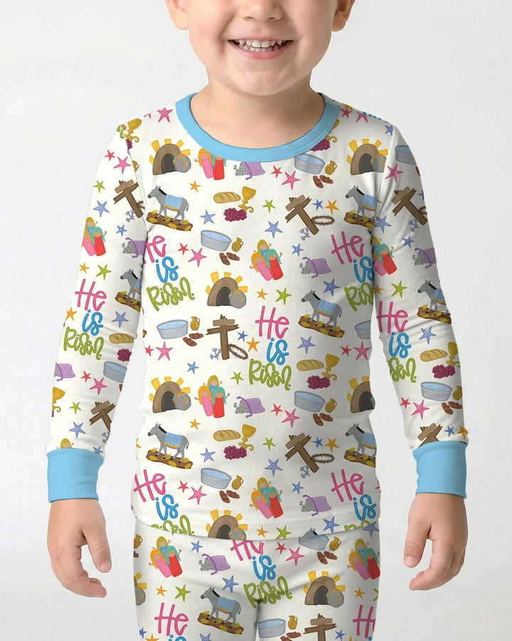 Bible Story Easter Family Matching Bamboo Two Piece Long Sleeve Pajama Set