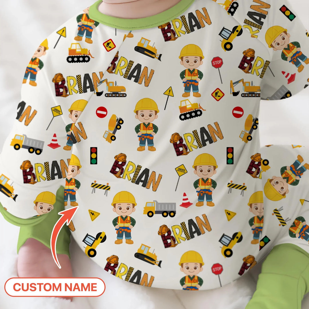 Custom Name Doodle Little Builder Bamboo Convertible Zippy