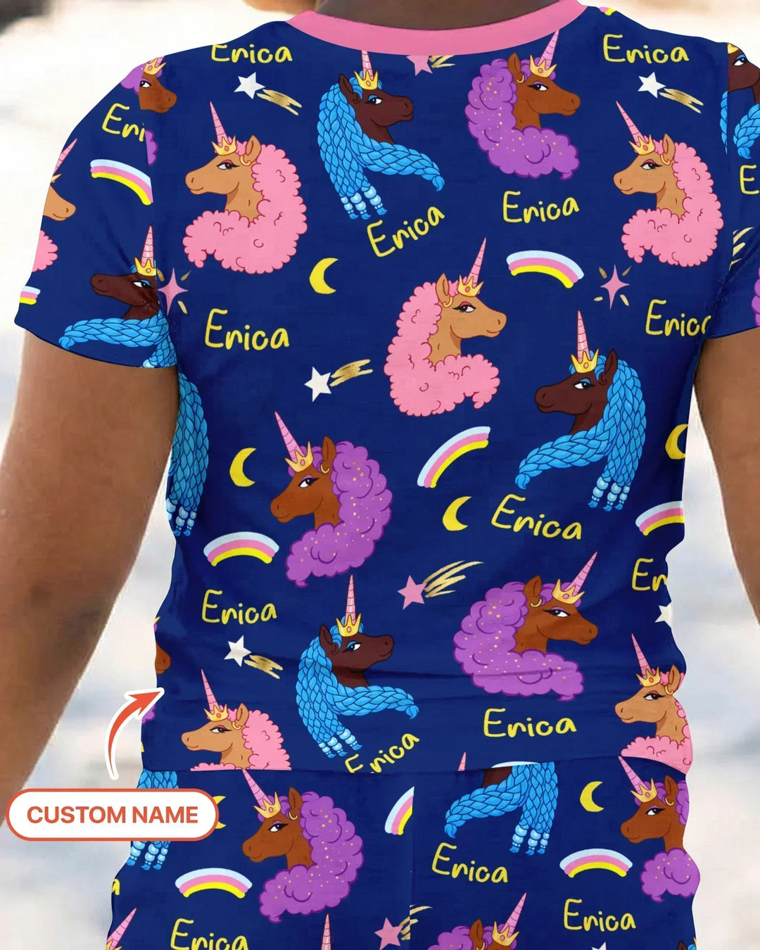 African Astro Unicorn Bamboo Two Piece Short Sleeve Shorts Pajama Set
