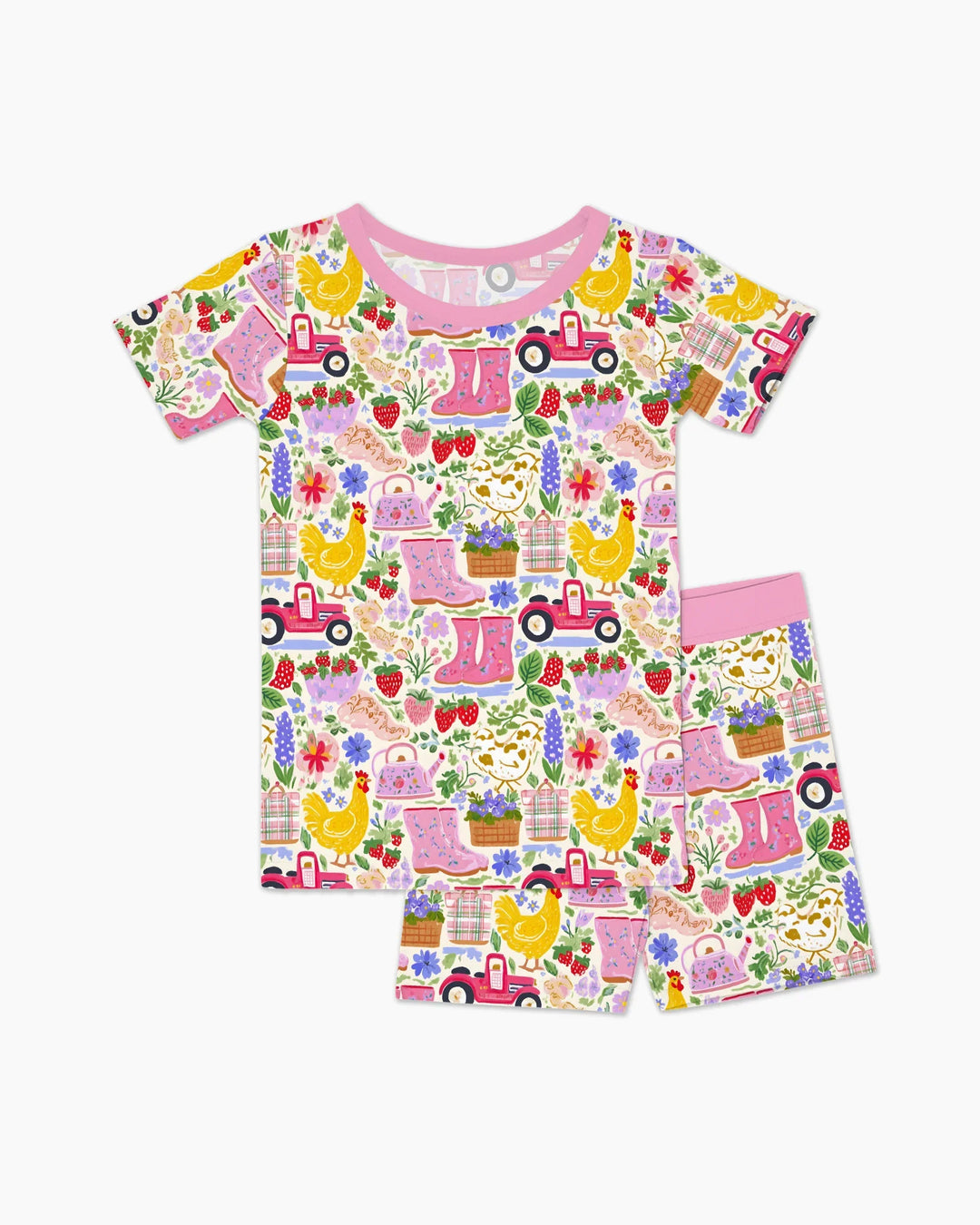 Farm Life Mommy & Me Matching Bamboo Two Piece Short Sleeve Shorts Pajama Set
