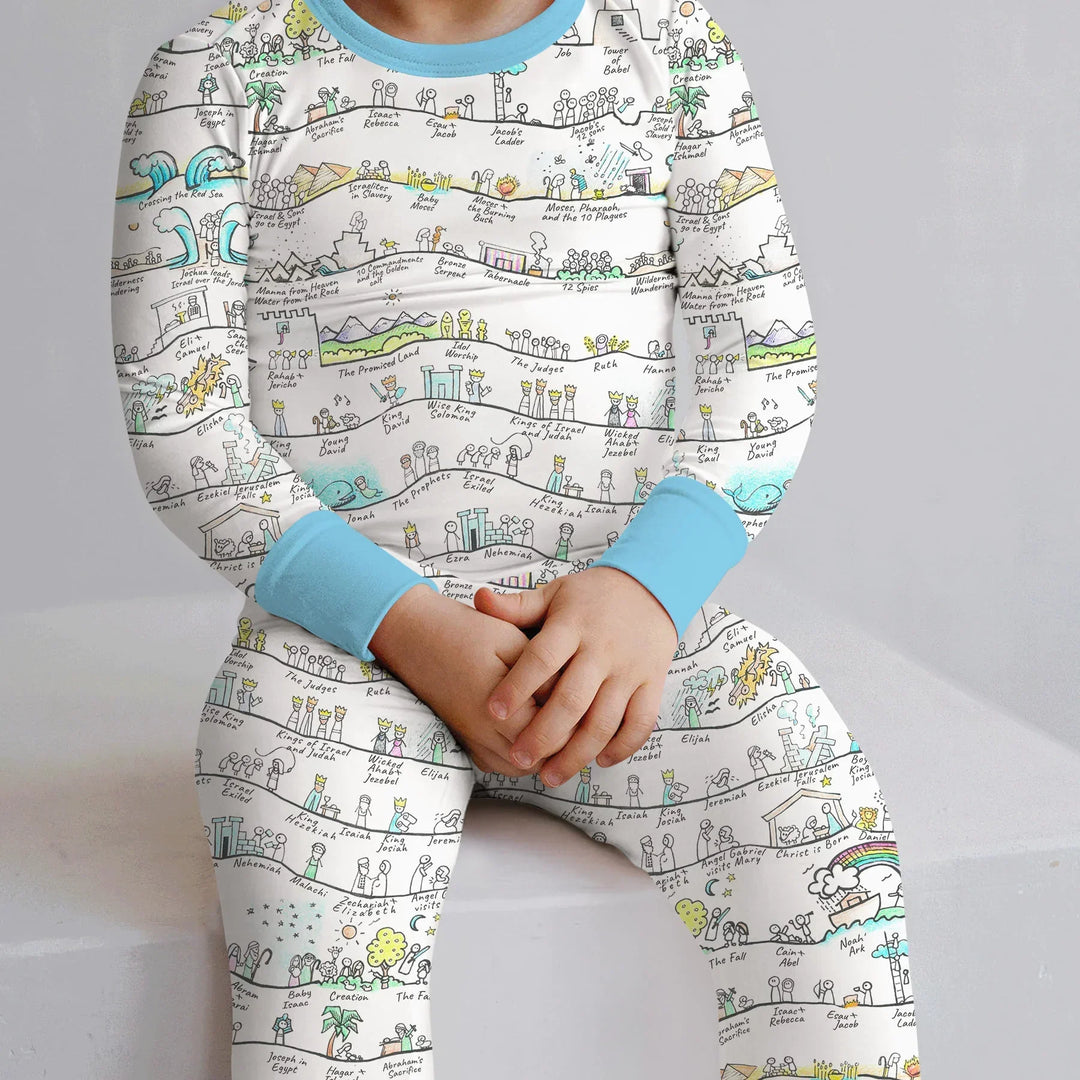 Bible Story Journey Family Matching Bamboo Two Piece Long Sleeve Pajama Set