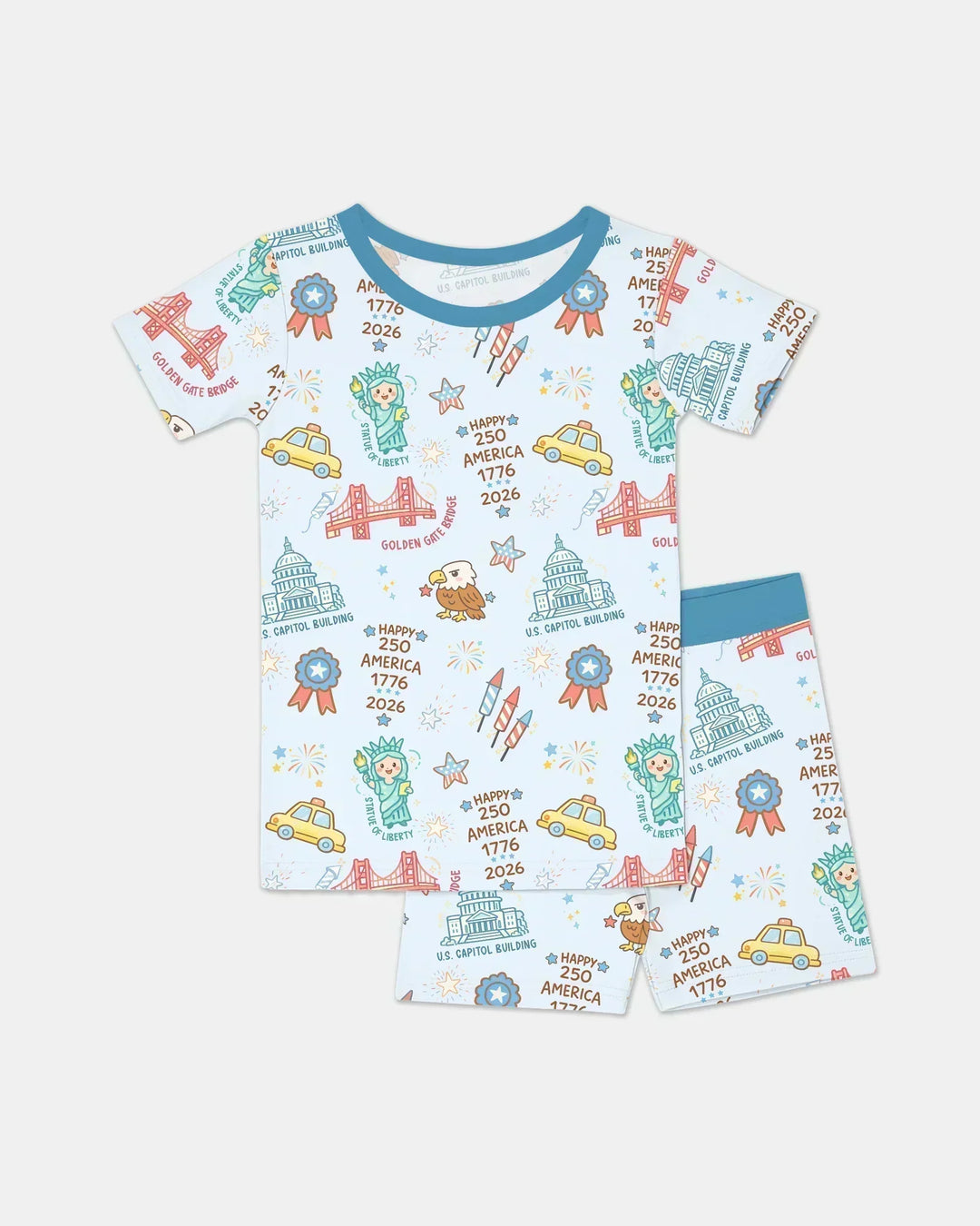 250 Years Of Freedom Bamboo Two Piece Short Sleeve Shorts Pajama Set