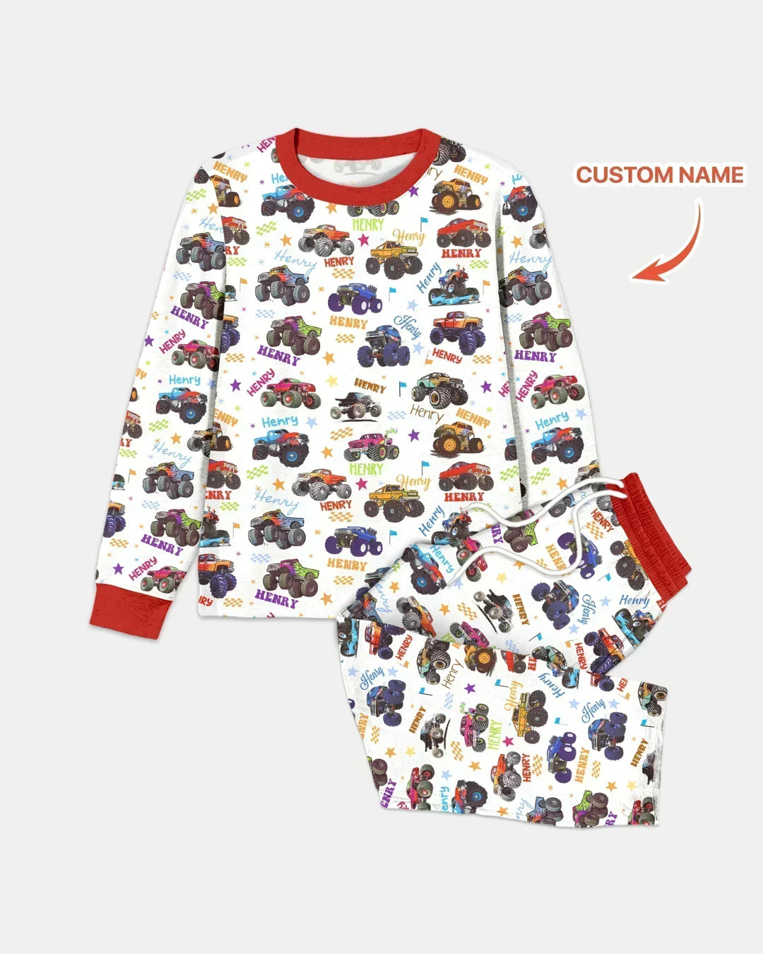 Monster Truck Custom Name Bamboo Men's Pajama Set