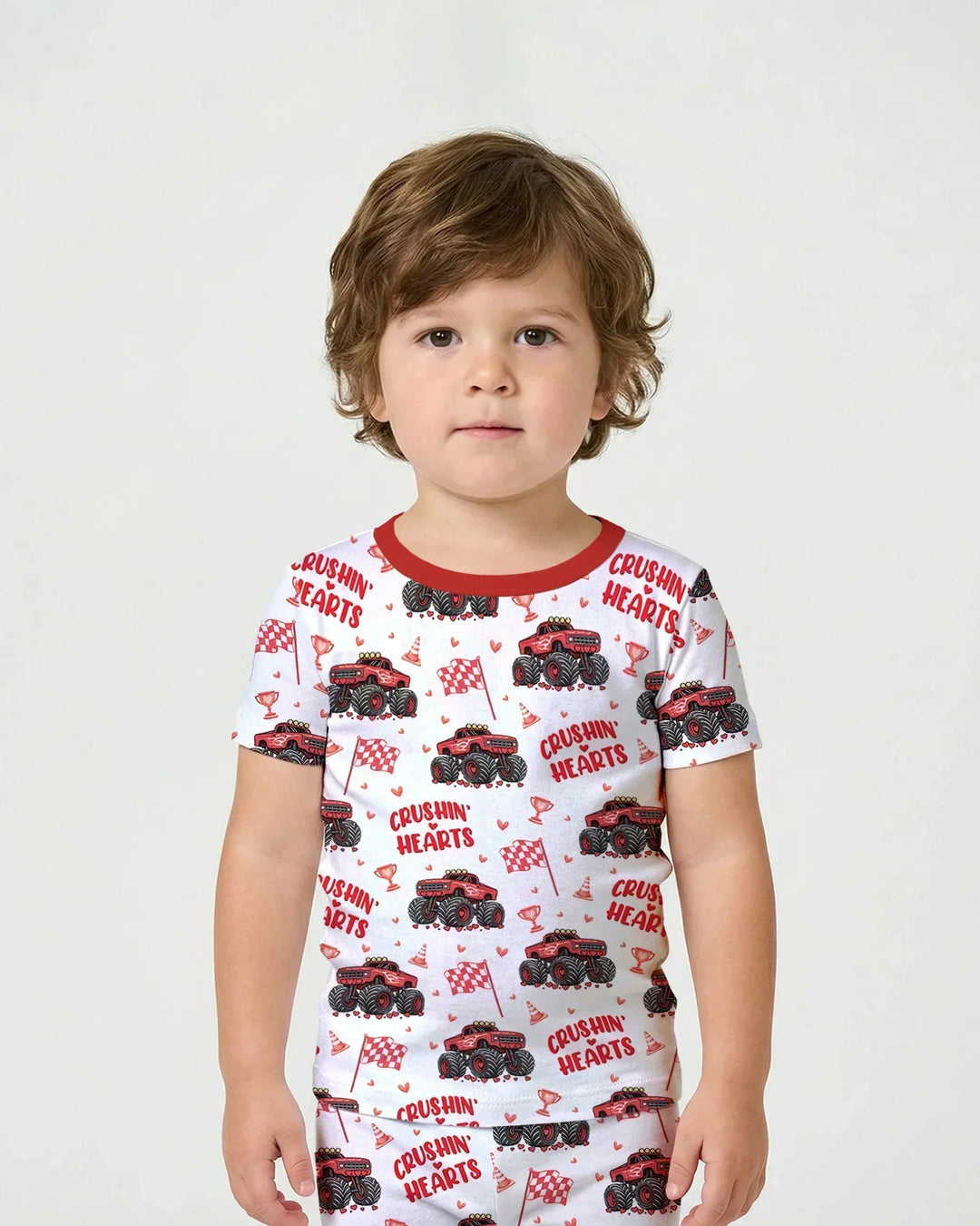 Crushin Hearts Bamboo Two Piece Short Sleeve Shorts Pajama Set